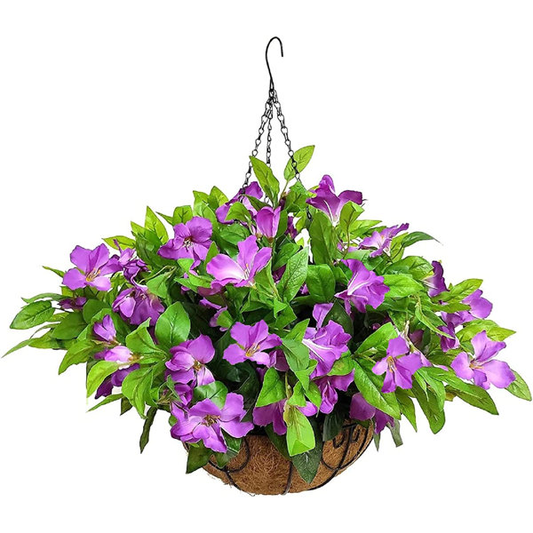 Primrue Silk Hanging Basket Arrangement in Basket Wayfair